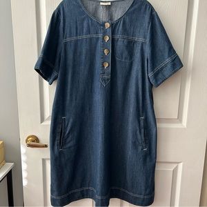 J. Jill woman's sz  Petite Large short sleeve denim dress. 100% cotton. VG cond.